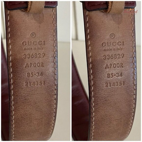 Authentic Gucci Dark Maroon Calfskin Leather Interlocking G Buckle Belt 85/34 main image 6